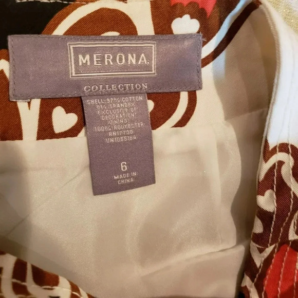 Merona 6 salmon/blk/white‎ paisley skirt - Picture 5 of 6